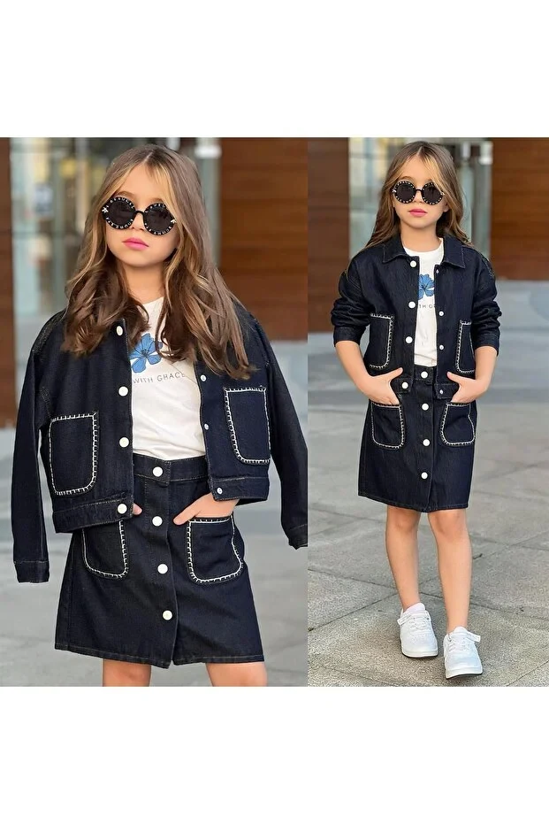 Denim Ceket Etek Takımı 3